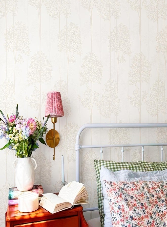 JiffDiff Warm White Self Adhesive Wallpaper with Waterproof, Farmhouse Removable Peel and Stick Wallpaper for Bathroom and Cabinets Decor, Botanical Renter Friendly Contact Paper 17.3" X 400" - Image 2